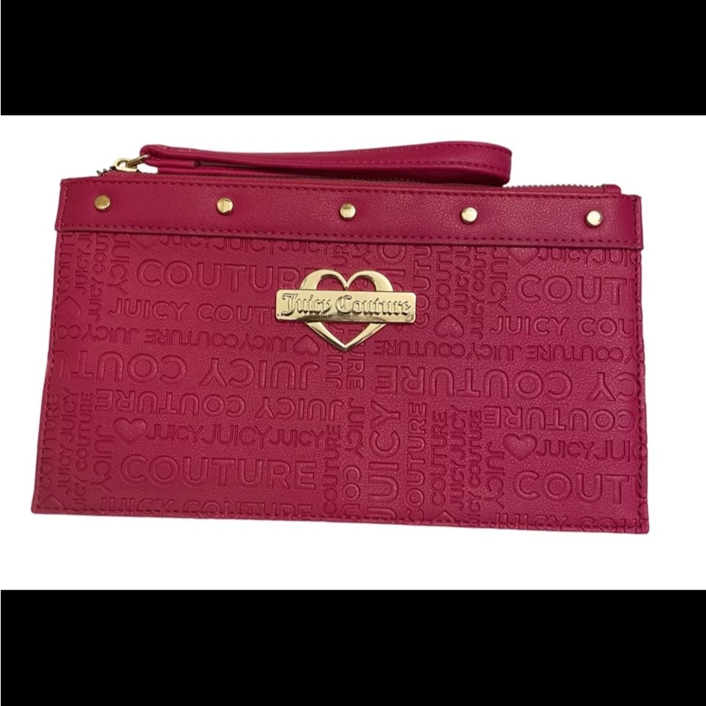 JUICY COUTURE Fully Lined Wristlet/Clutch. Fuchsia w/Gold Accents. 10x6.